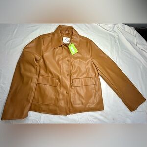 Sam Edelman Cognac Faux Leather Jacket NWT